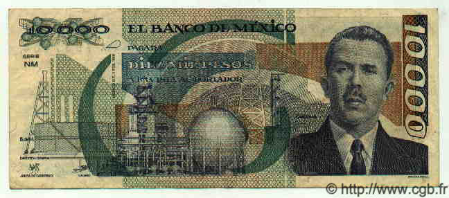 10000 Pesos MEXICO  1988 P.748b MBC