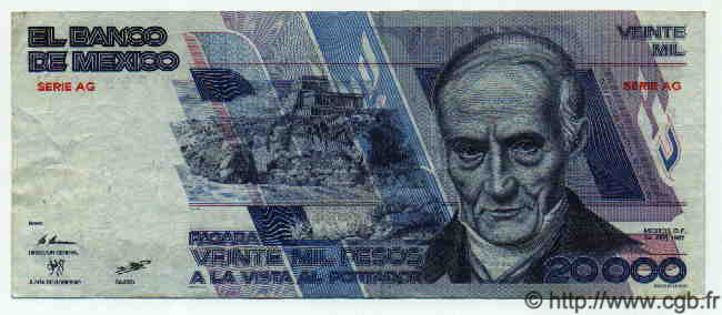 20000 Pesos MEXICO  1987 P.749 MBC