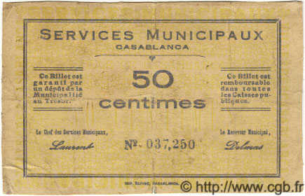 50 Centimes MARUECOS Casablanca 1919 MS.N09 BC