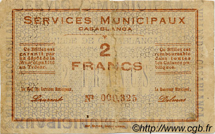 2 Francs MARUECOS Casablanca 1919 MS.N14 BC