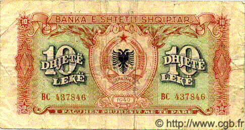 10 Leke ALBANIA  1949 P.24 VG