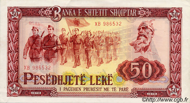 50 Leke ALBANIA  1976 P.45 SC+