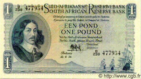 1 Pound SUDAFRICA  1956 P.093e FDC