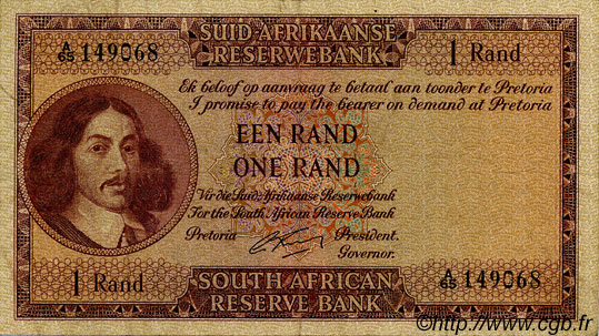 1 Rand SOUTH AFRICA  1962 P.103b VF+