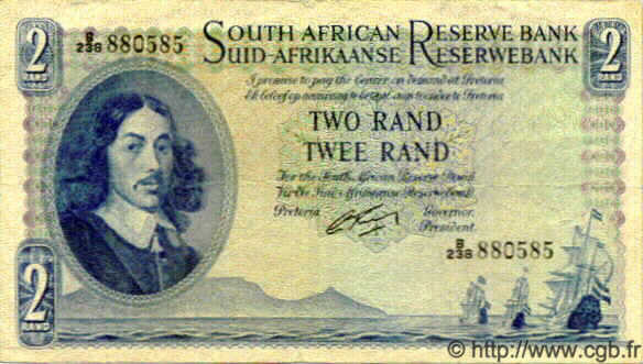 2 Rand SOUTH AFRICA  1962 P.104b VF