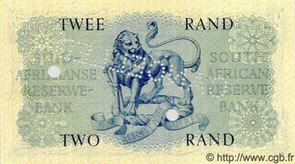 2 Rand Spécimen SOUTH AFRICA  1962 P.105bs UNC