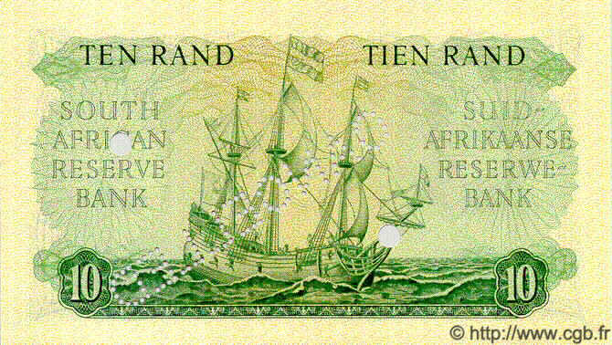 10 Rand Spécimen SUDAFRICA  1962 P.107bs FDC