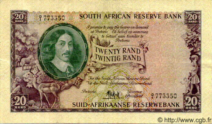 20 Rand SOUTH AFRICA  1961 P.108a VF-