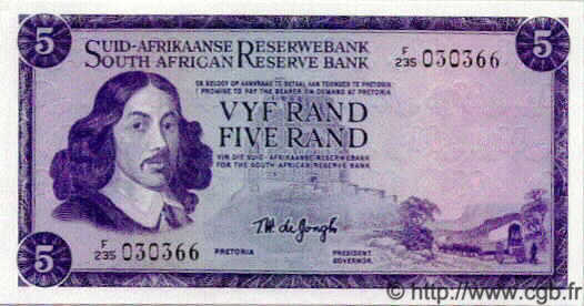 5 Rand SUDÁFRICA  1975 P.112c FDC