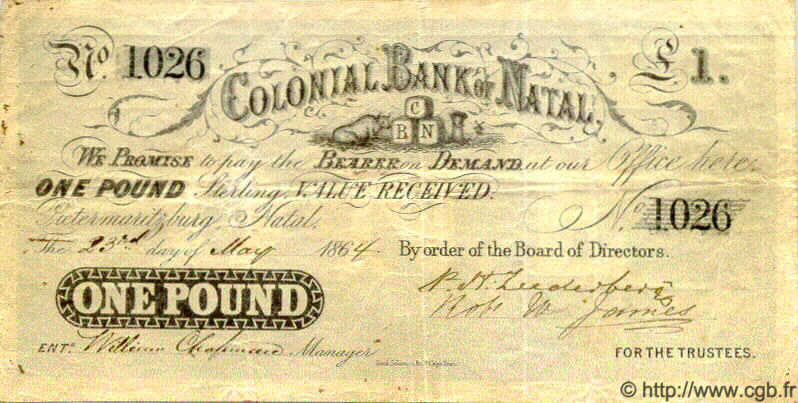 1 Pound SUDAFRICA  1864 PS.431 q.BB