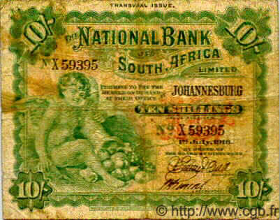 10 Shillings SUDAFRICA  1916 PS.571 q.MB