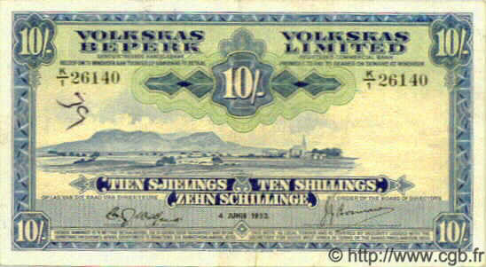 10 Shillings SOUTH WEST AFRICA  1952 P.13a VF+