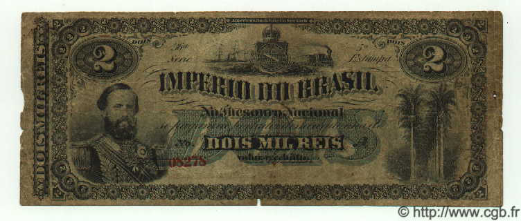 2 Mil Reis BRASIL  1870 P.A245 RC+