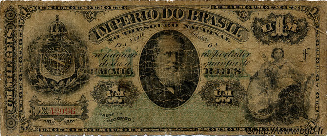 1 Mil Reis BRASILE  1879 P.A250a q.B
