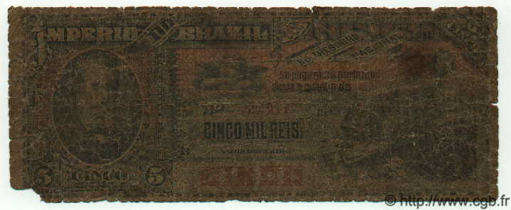 5 Mil Reis BRAZIL  1888 P.A264 P