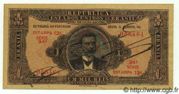 1 Mil Reis BRASILIEN  1923 P.009 fST