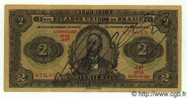 2 Mil Reis BRASIL  1923 P.017 MBC+