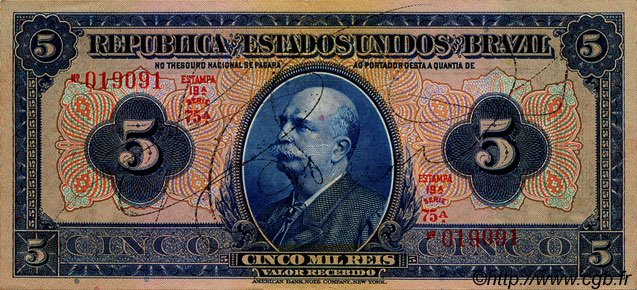 5 Mil Reis BRASIL  1925 P.029a EBC