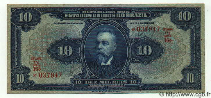 10 Mil Reis BRASILIEN  1925 P.039a VZ