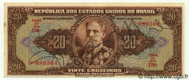 20 Cruzeiros BRASIL  1950 P.144 SC+