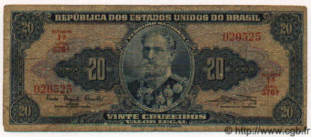 20 Cruzeiros BRASILE  1961 P.168a q.MB