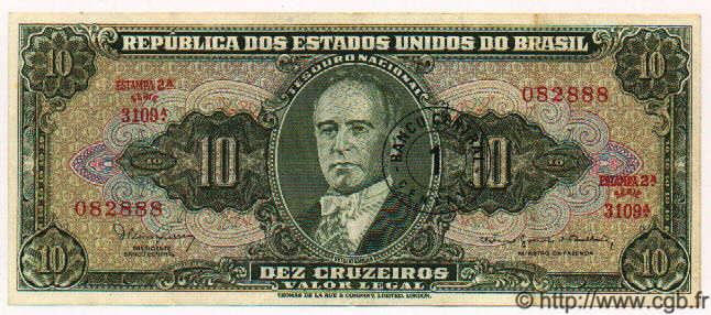 1 Centavo sur 10 Cruzeiros BRAZIL  1966 P.183a VF