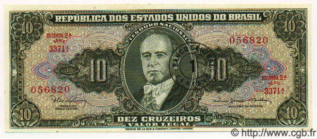 1 Centavo sur 10 Cruzeiros BRASIL  1967 P.183b SC+