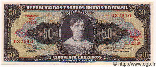5 Centavos 50 Cruzeiros BRAZIL  1967 P.184a UNC-