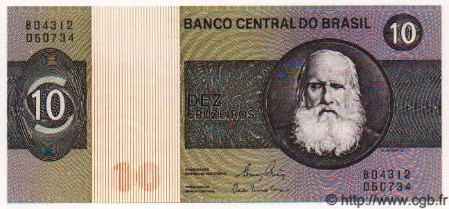 10 Cruzeiros BRAZIL  1980 P.193b UNC