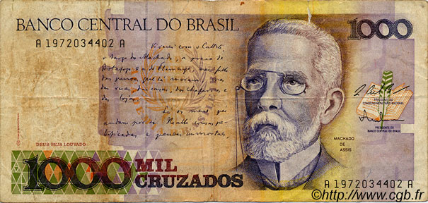 1000 Cruzados BRASILE  1988 P.213 BB