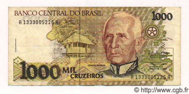 1000 Cruzeiros BRAZIL  1992 P.231a VF