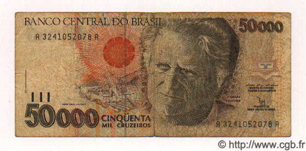 50000 Cruzeiros BRAZIL  1991 P.234a F