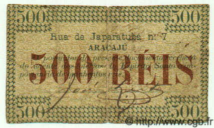 500 Reis BRAZIL  1900 P.- F
