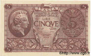 5 Lire ITALY  1944 P.031b AU