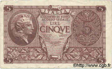 5 Lire ITALY  1944 P.031c VF