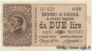 2 Lire ITALY  1914 P.037a XF+
