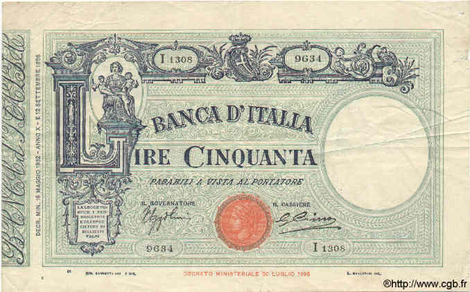 50 Lire ITALY  1932 P.047c VF