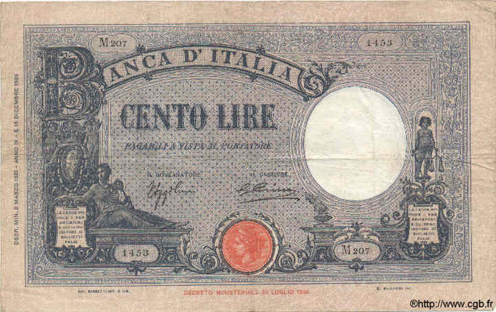 100 Lire ITALY  1931 P.050c F