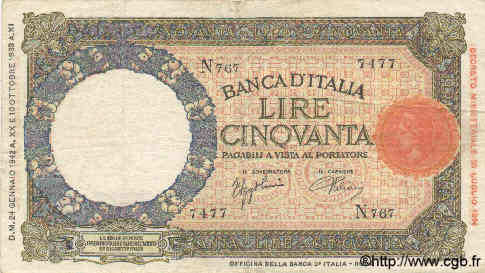 50 Lire ITALIEN  1942 P.057 fSS