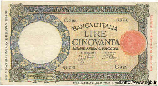 50 Lire ITALIA  1942 P.058 BC a MBC