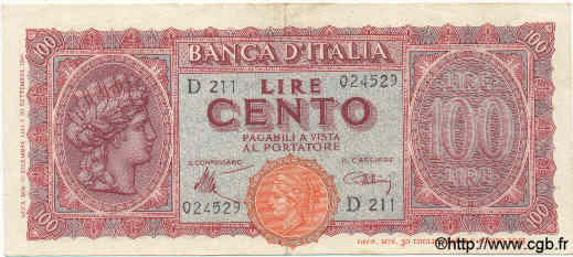 100 Lire ITALY  1944 P.075 VF+