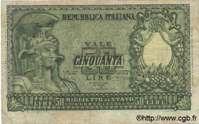 50 Lire ITALIA  1951 P.091a MB