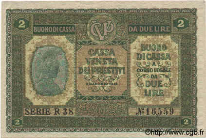 2 Lire ITALY  1918 PM.05 XF