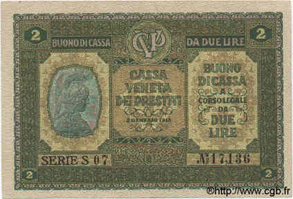 2 Lire ITALY  1918 PM.05 AU
