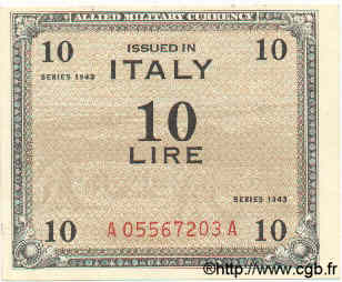 10 Lires ITALIEN  1943 PM.13b ST