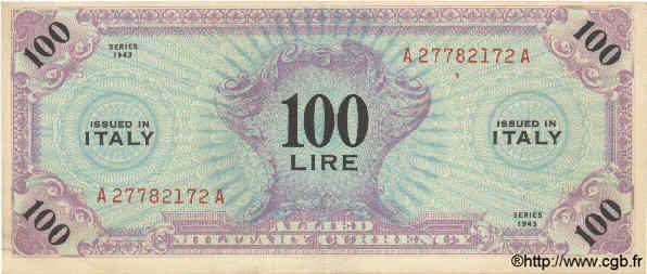 100 Lires ITALY  1943 PM.15a VF+