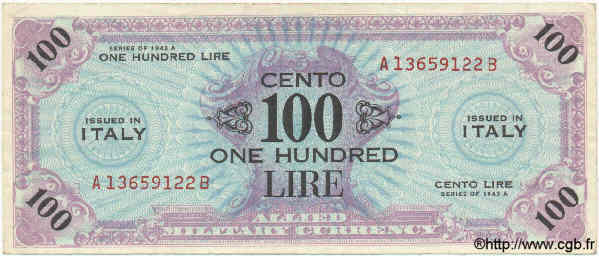 100 Lires ITALIEN  1943 PM.21b SS