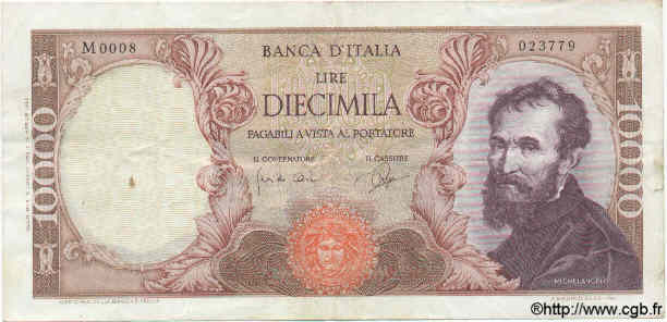 10000 Lire ITALIEN  1962 P.097a SS