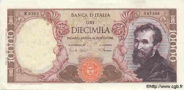 10000 Lire ITALY  1968 P.097c VF - XF