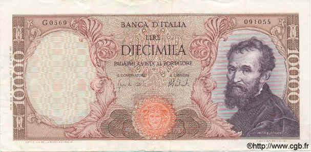 10000 Lire ITALIA  1973 P.097e MBC